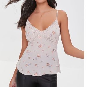 Lace floral print cami